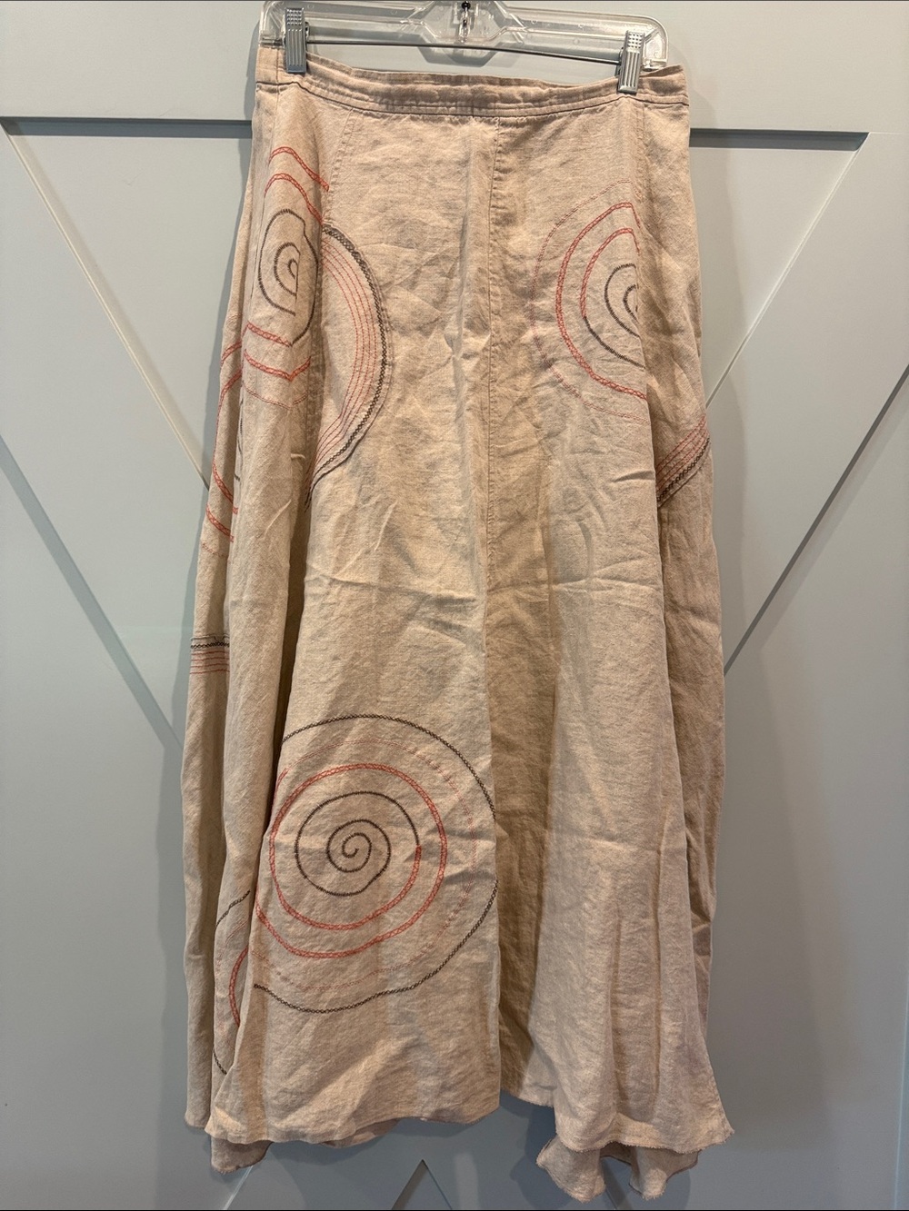 J. Jill Beige Maxi Skirt with Spiral Embroidery